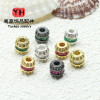 Color-preserving Micro-paved Zircon Colorful Loose Beads Round Barrel Diy Bracelet
