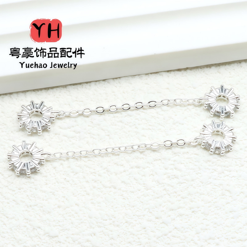 14k Gold-filled Color-preserving Micro-paved Zircon Large Hole Drill Ring Connecting
