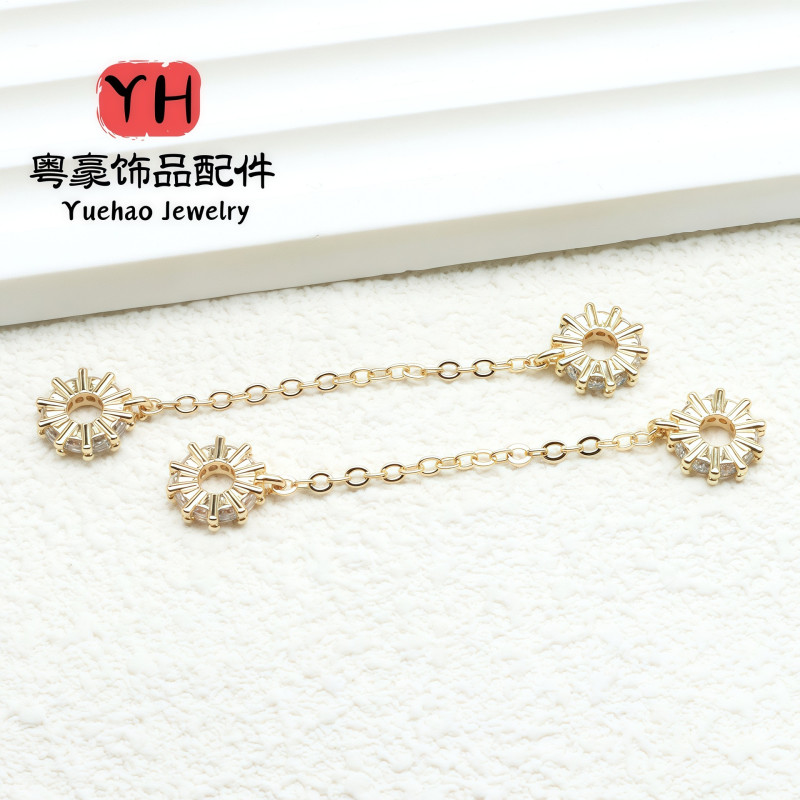14k Gold-filled Color-preserving Micro-paved Zircon Large Hole Drill Ring Connecting