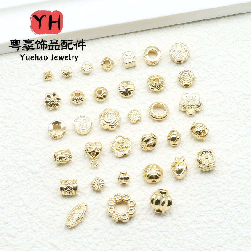 14k Gold Color-preserving Spacer Beads, Round Receptacle Bead Spacers, Diy Bracelets