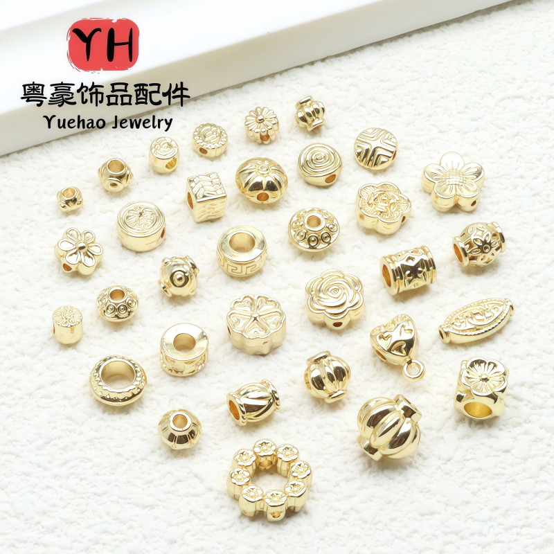 14k Gold Color-preserving Spacer Beads, Round Receptacle Bead Spacers, Diy Bracelets