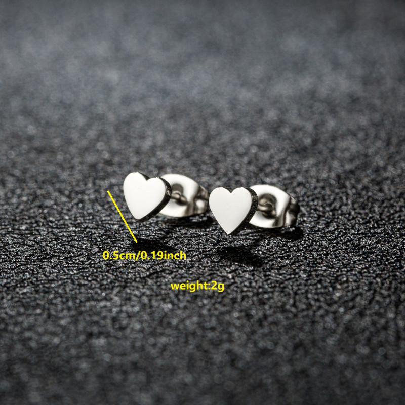 Simple Ins Cold Style Love Earrings for Women Stainless Steel Small Geometric Peach