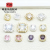 Copper Plated Thick Silver Inlaid with Zircon Small Square Flower Porous Beads Diy