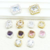 Copper Plated Thick Silver Inlaid with Zircon Small Square Flower Porous Beads Diy