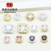 Copper Plated Thick Silver Inlaid with Zircon Small Square Flower Porous Beads Diy