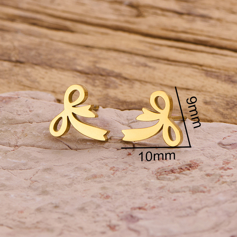 Bow Tie Earrings for Women Niche Stainless Steel Cut Sweet Irregular Personality