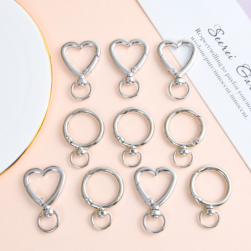 Zinc Alloy White K Love Keychain Hardware Spring Ring Open Connecting Buckle Jewelry
