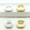 Large Hole Drill Ring Spacer Bead Micro-paved Zircon Gasket 18k Gold-filled