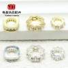 Large Hole Drill Ring Spacer Bead Micro-paved Zircon Gasket 18k Gold-filled