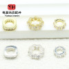 Large Hole Drill Ring Spacer Bead Micro-paved Zircon Gasket 18k Gold-filled