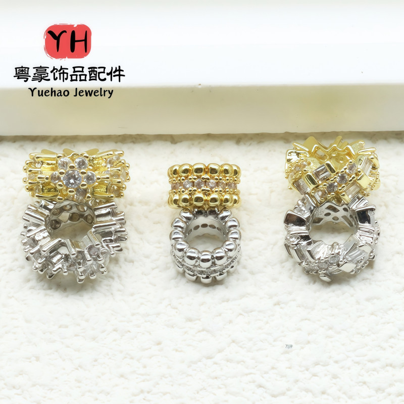 18k Gold Silver Color-preserving Inlaid Large Zircon Hole Spacer Beads Barrel Crystal