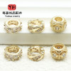 Color-preserving Micro-paved Zircon Large Hole Beads Wheel Spacer Diy Bracelet Necklace
