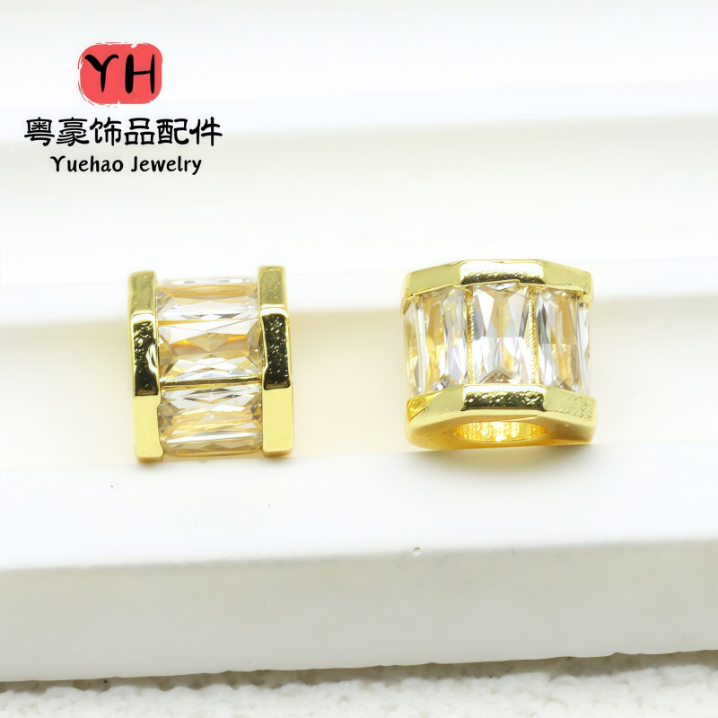 14k Gold-filled Color-preserving Micro-paved Zircon Large Hole Passepartout Transfer Bead