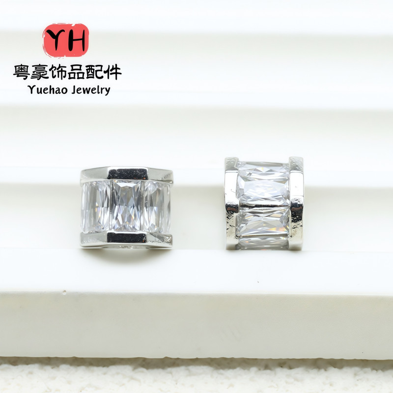 14k Gold-filled Color-preserving Micro-paved Zircon Large Hole Passepartout Transfer Bead
