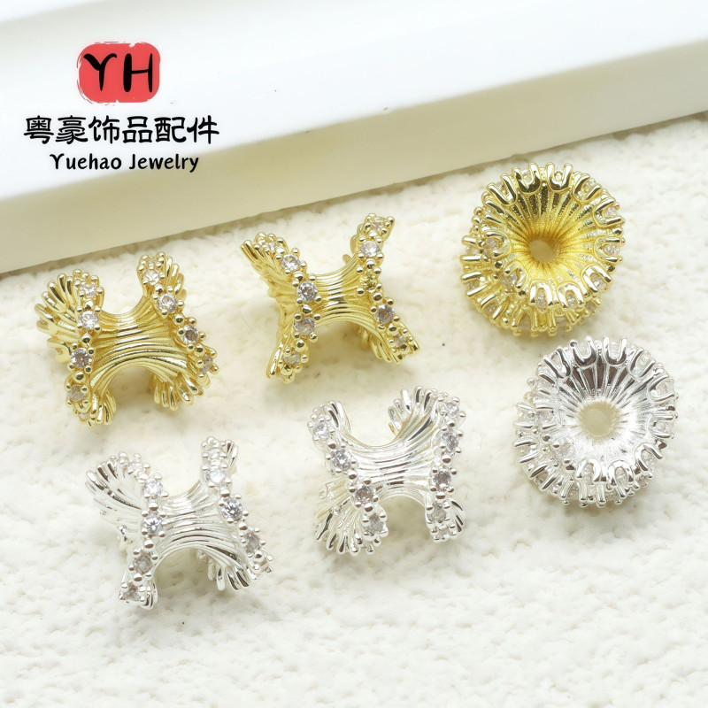 Copper-plated 18k Gold Micro-paved Zircon Diy Jewelry Accessories Spacer Silver