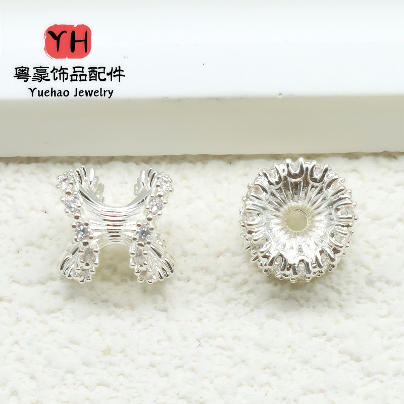 Copper-plated 18k Gold Micro-paved Zircon Diy Jewelry Accessories Spacer Silver