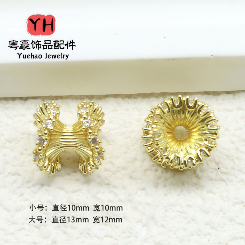 Copper-plated 18k Gold Micro-paved Zircon Diy Jewelry Accessories Spacer Silver
