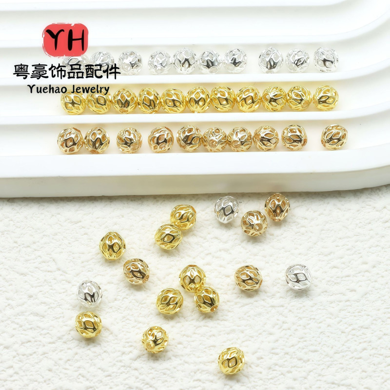 Hollow Small Gold Beads, Loose Spacer Accessories, 14k Gold-filled Color-preserving Diy