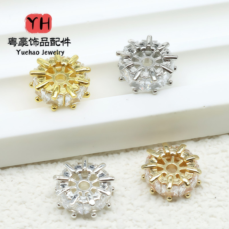 Inlaid Zircon Hole Drill Ring Separated Beads 14k Gold-filled Color-preserving Diy