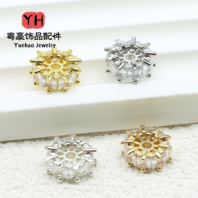Inlaid Zircon Hole Drill Ring Separated Beads 14k Gold-filled Color-preserving Diy