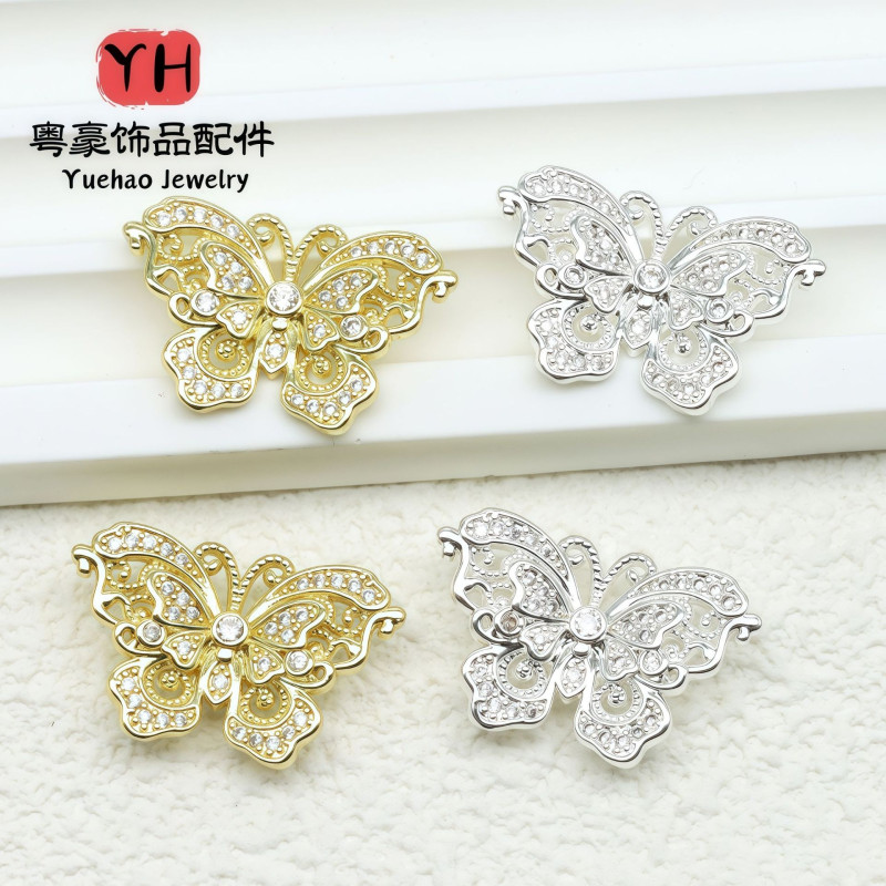 18k Gold-filled Color-preserving Inlaid Zircon Hollow Perforated Butterfly Bracelet