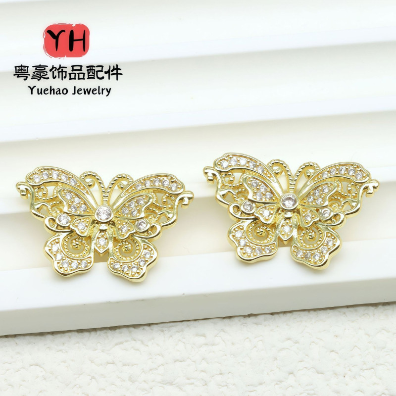 18k Gold-filled Color-preserving Inlaid Zircon Hollow Perforated Butterfly Bracelet