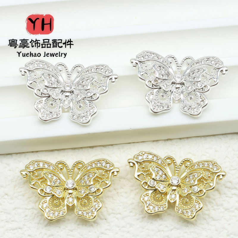 18k Gold-filled Color-preserving Inlaid Zircon Hollow Perforated Butterfly Bracelet