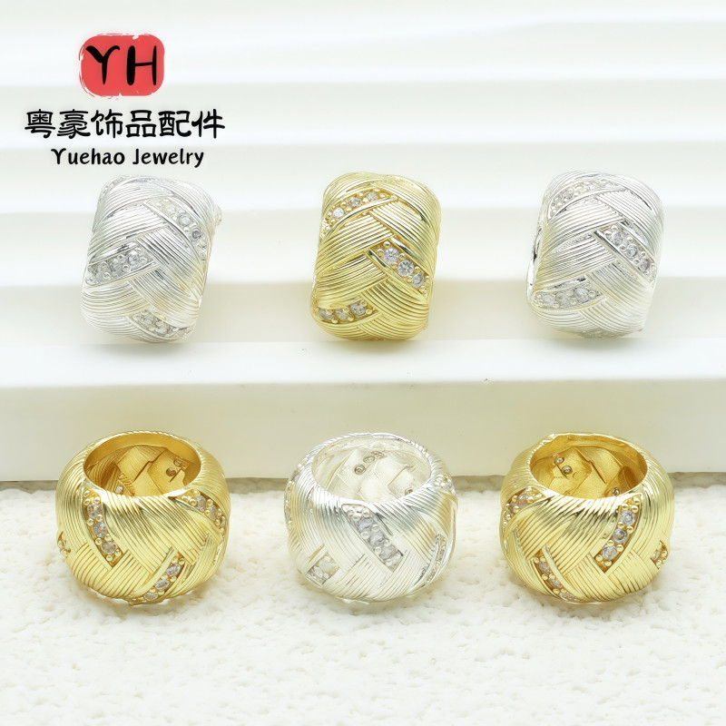 18k Gold-plated Color-preserving Micro-embedded Accessories, Large-hole Twist Striped