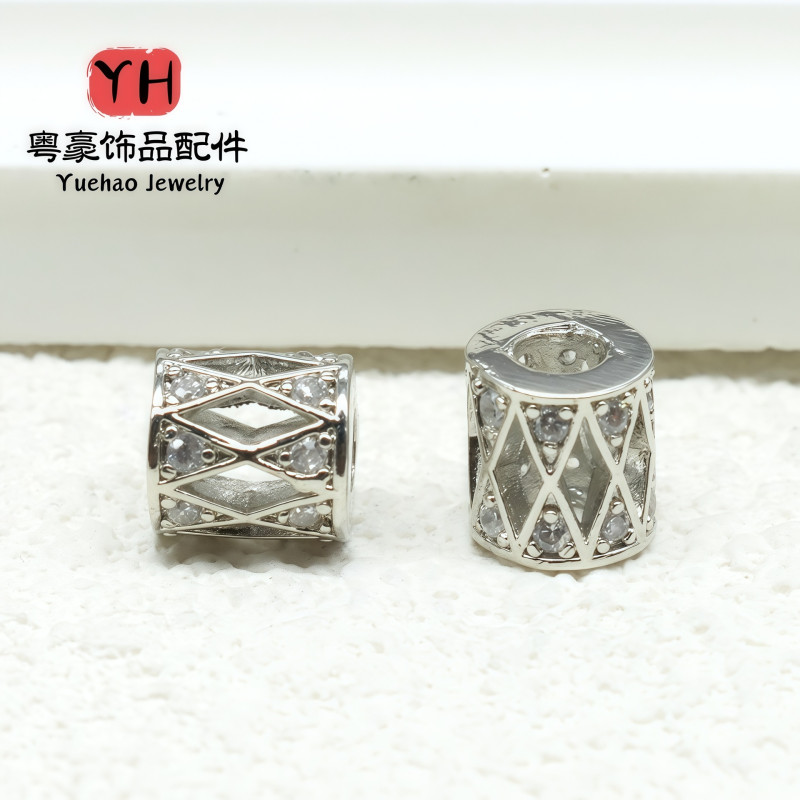 14k Gold-plated Color-preserving Zircon Hollow Transfer Bucket Beads Spacer Diy Handmade