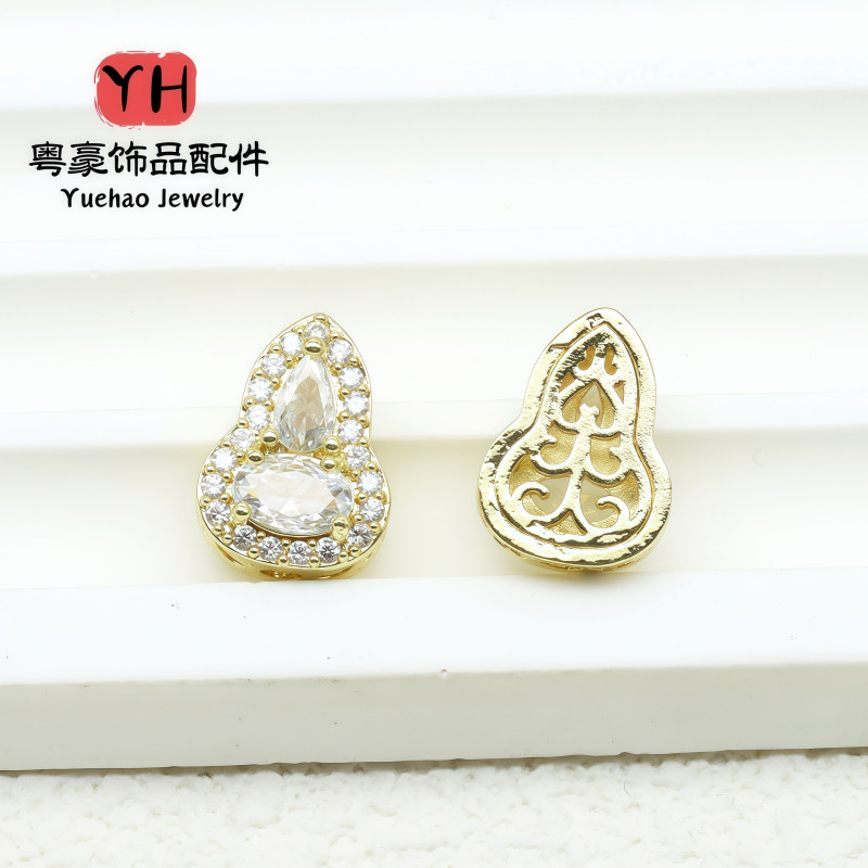 Silver Plated Zircon Spacer Crystal Bracelet Accessories Diy Necklace Gourd Bead Loose