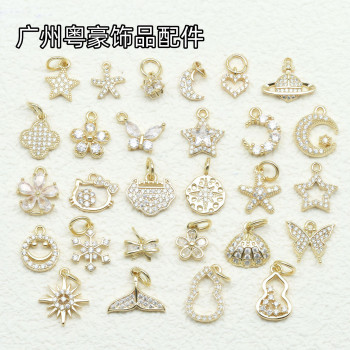 14k Gold-filled Micro-paved Zircon Accessories Star Moon Flower Butterfly Love Pendant