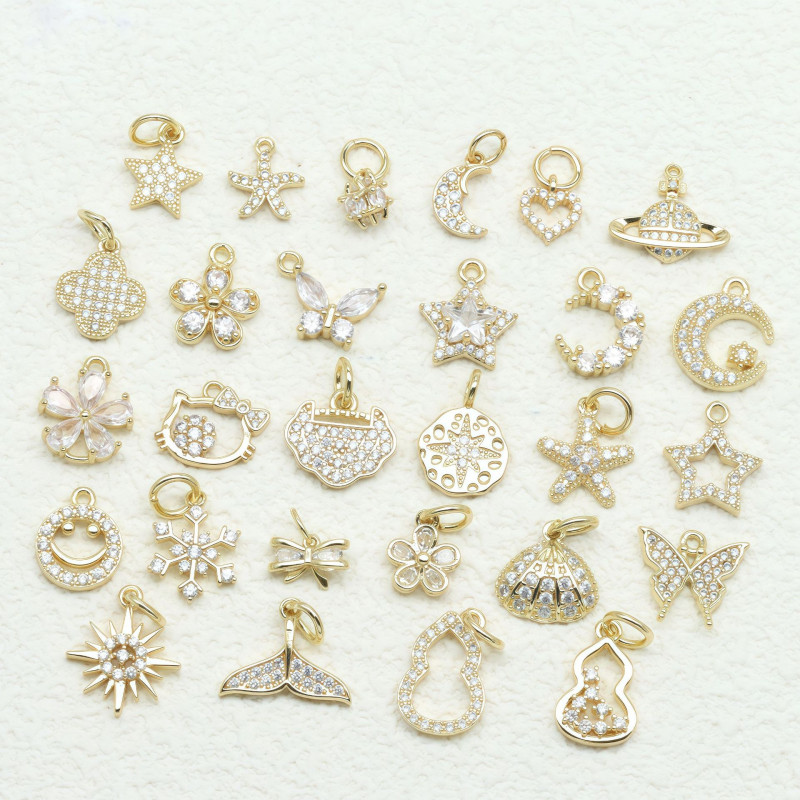 14k Gold-filled Micro-paved Zircon Accessories Star Moon Flower Butterfly Love Pendant