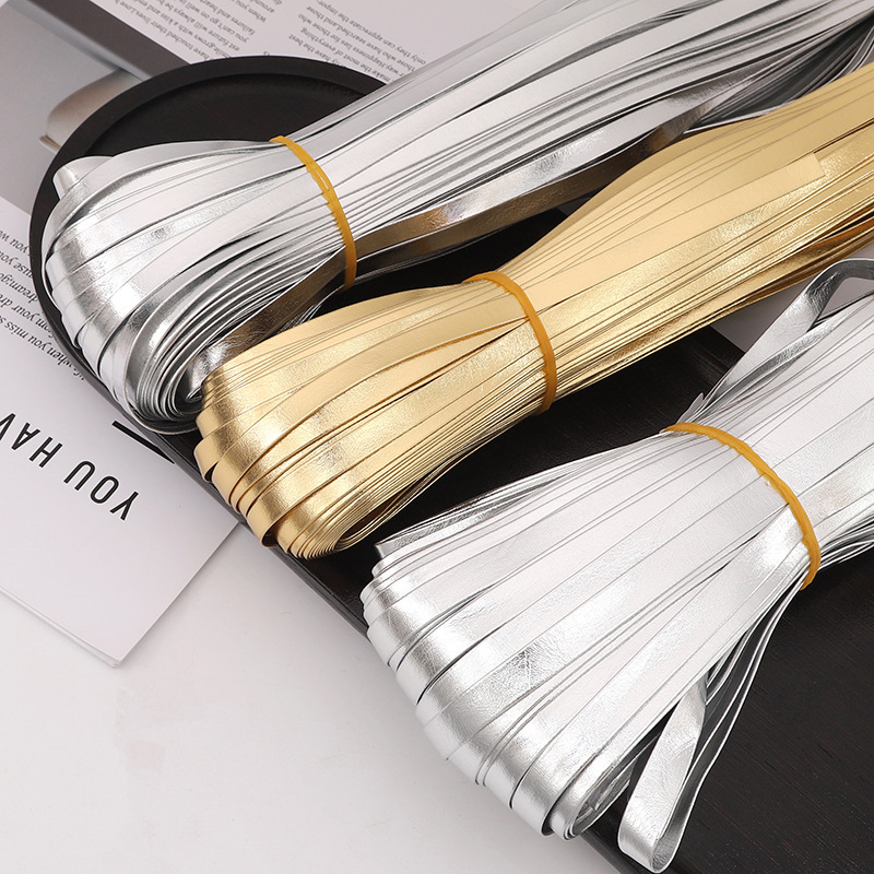 Pu Bright Leather Edge Strips Gold Silver Inlay Handmade Diy Homemade Strip Material