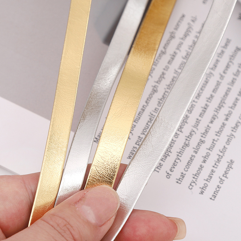 Pu Bright Leather Edge Strips Gold Silver Inlay Handmade Diy Homemade Strip Material