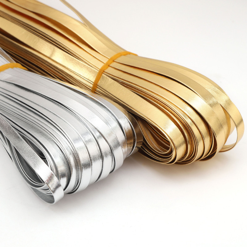 Pu Bright Leather Edge Strips Gold Silver Inlay Handmade Diy Homemade Strip Material