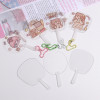 Transparent Plastic Mini Round Fan Double-sided with Protective Film Diy Sticker Fan