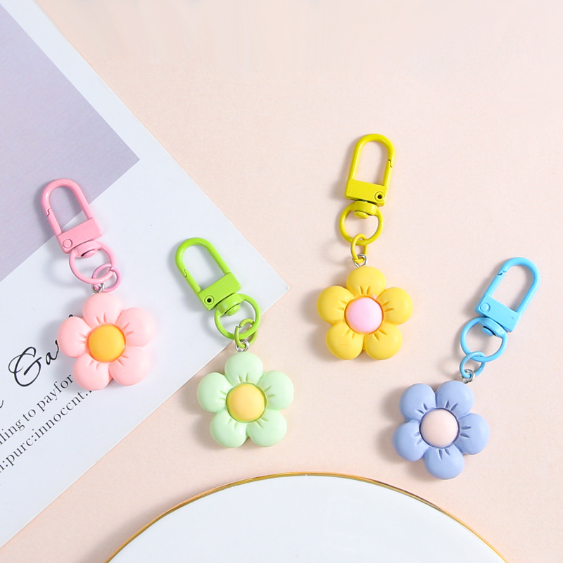 Cute Resin Flower Keychain Diy Colorful Pendant Small Fresh Student School Bag Girlfriend