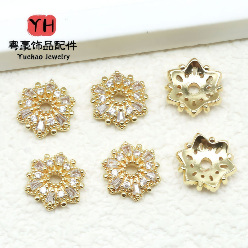 High Color Retention 14k Gold-plated Large Diamond-encrusted Flower Holder Snowflake Hat