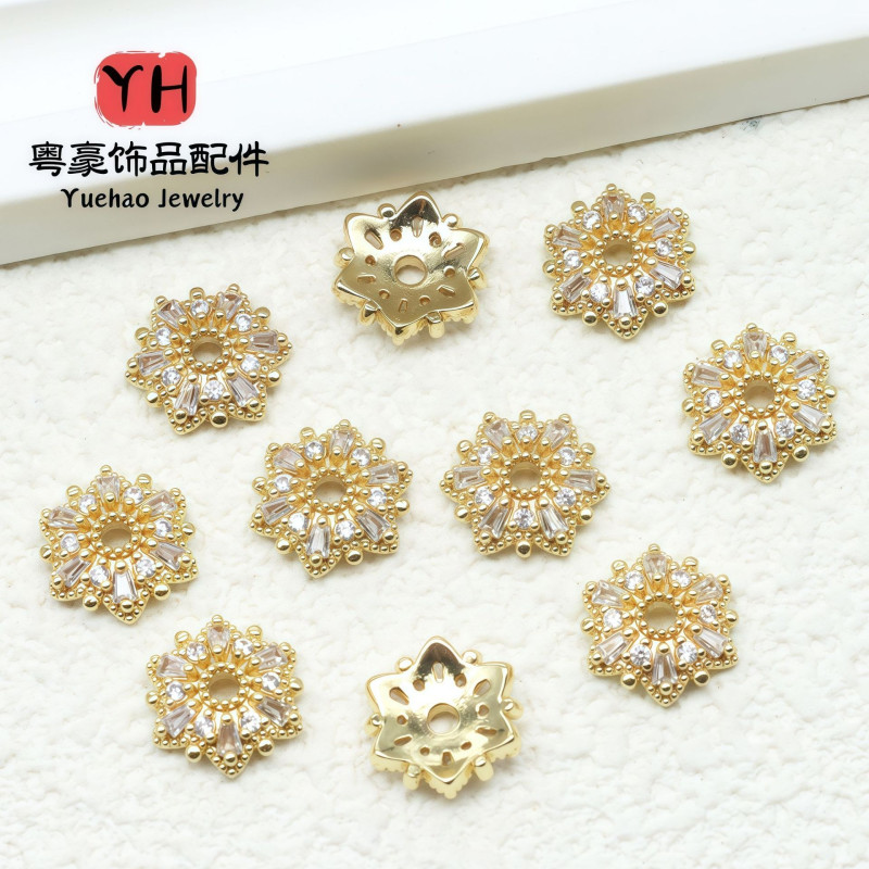 High Color Retention 14k Gold-plated Large Diamond-encrusted Flower Holder Snowflake Hat