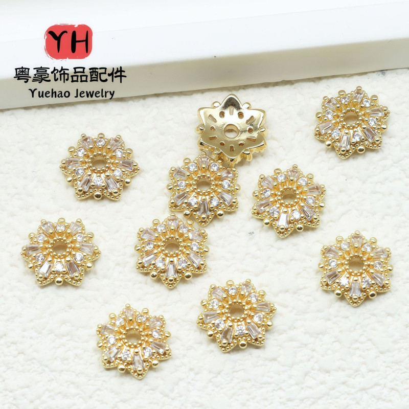 High Color Retention 14k Gold-plated Large Diamond-encrusted Flower Holder Snowflake Hat