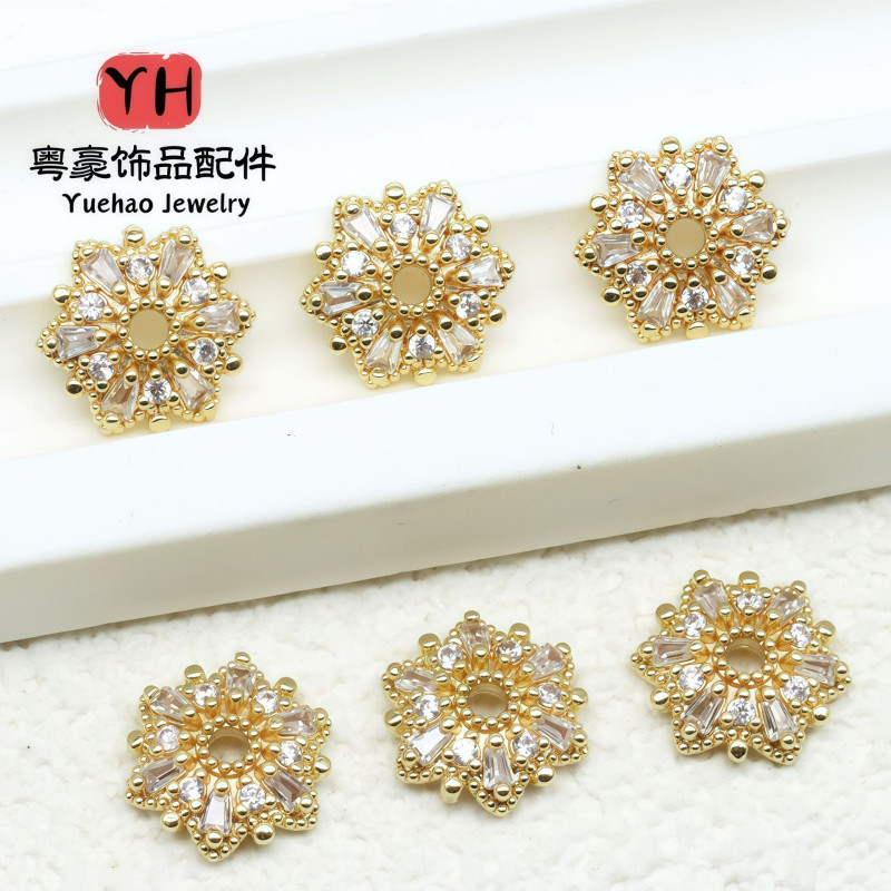 High Color Retention 14k Gold-plated Large Diamond-encrusted Flower Holder Snowflake Hat