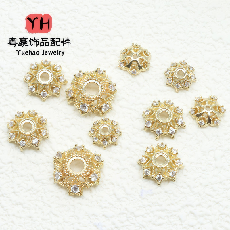 14k Gold-filled, Color-protected, Inlaid Zircon Flower Tray, Snowflake, Various