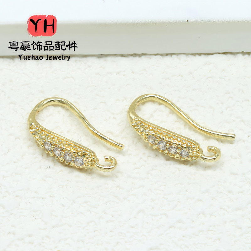 14k Gold-filled Color-preserving Ear Hook Accessories Micropaved Zirconia Diy Handmade
