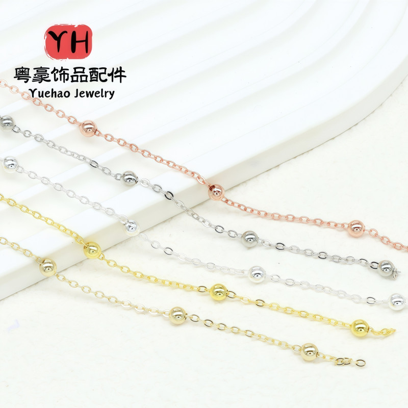 14k Gold-filled Color-preserving 3.5mm Round Bead Chain Clip O-shaped Necklace Bracelet