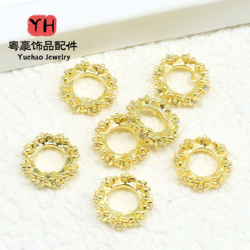 14k Gold-filled Color-preserving Separator Micropaved Zircon Large Hole Snowflake Diamond