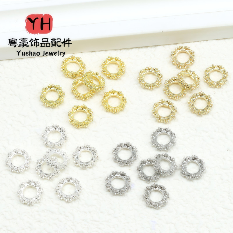 14k Gold-filled Color-preserving Separator Micropaved Zircon Large Hole Snowflake Diamond