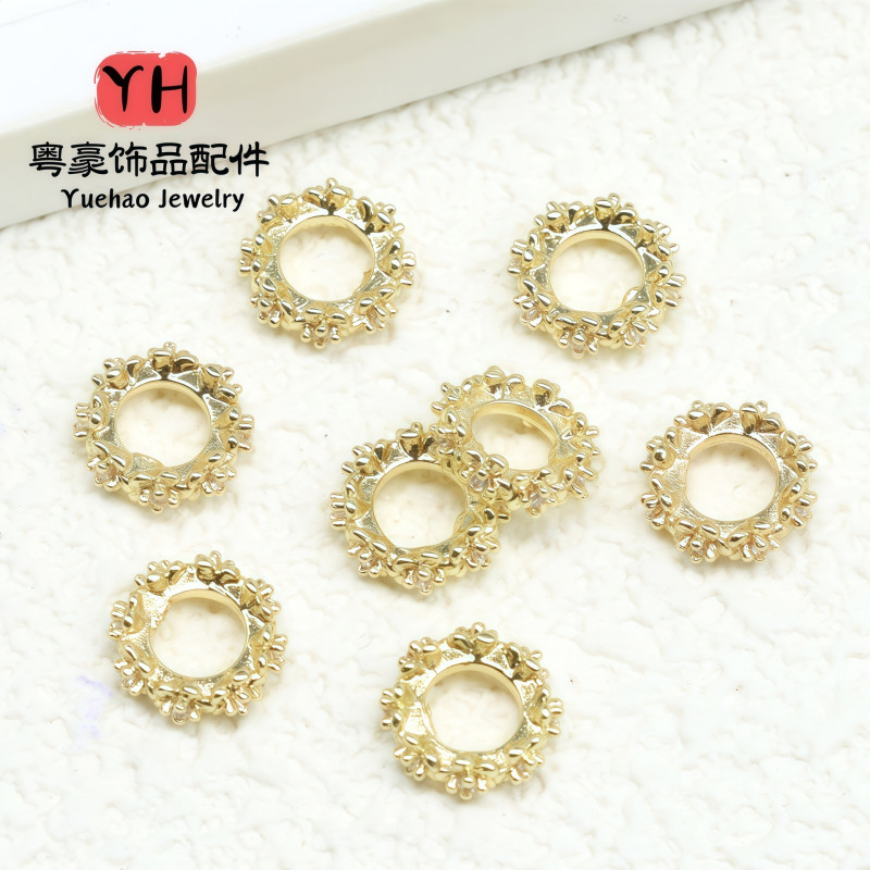 14k Gold-filled Color-preserving Separator Micropaved Zircon Large Hole Snowflake Diamond