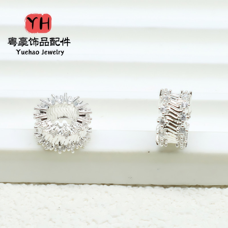18k Gold-plated High Color Retention Zircon Large Hole Spacer Beads Passepartout Wheel