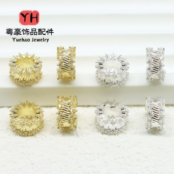 18k Gold-plated High Color Retention Zircon Large Hole Spacer Beads Passepartout Wheel