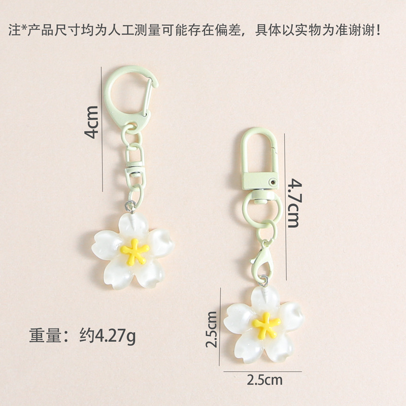 Colorful Girly Heart Cherry Blossom Keychain Cute Little Fresh Transparent Flower Pendant